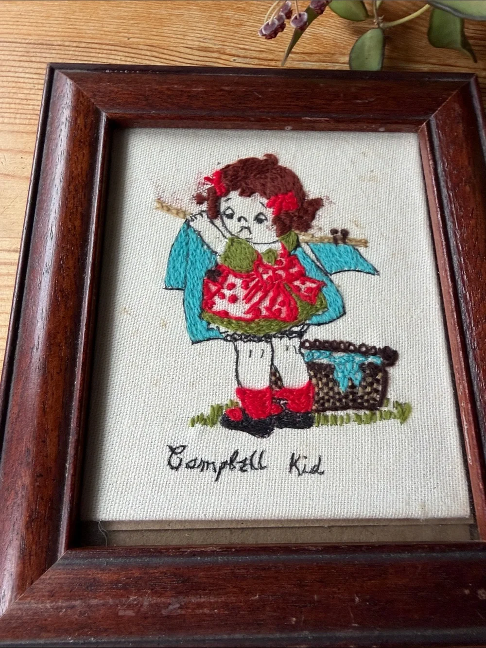 Campbell Kid Embroidered Framed Art